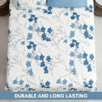 Elegance Aqua Leaf 100% Pure Cotton Bedsheet with 2 Pillow Covers – Leaf Print, Ultra-Soft & Breathable (90x100)