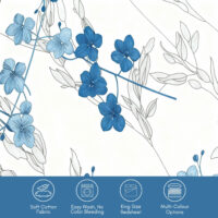 Elegance Aqua Leaf 100% Pure Cotton Bedsheet with 2 Pillow Covers – Leaf Print, Ultra-Soft & Breathable (90x100)