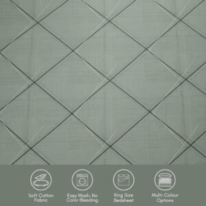 62 ST Olive Tiles Print 100% Pure Cotton Bedsheet with 2 Pillow Covers