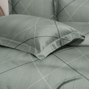 64 ST Olive Tiles Print 100% Pure Cotton Bedsheet with 2 Pillow Covers
