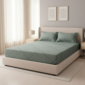 65 ST Olive Tiles Print 100% Pure Cotton Bedsheet with 2 Pillow Covers