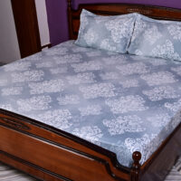 ST Pixel Grey 100% Pure Cotton Bedsheet with 2 Pillow Covers Ultra-Soft & Breathable