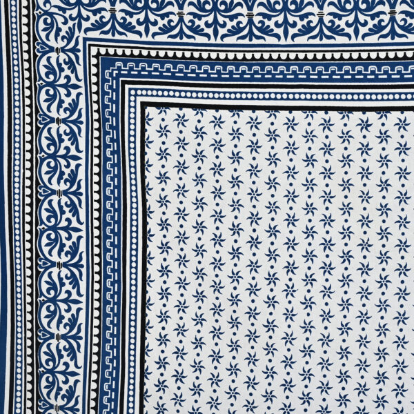 DSC_4820 Blue & White Khadi Cotton Double Bedsheet with 2 Pillow Covers