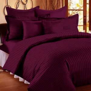 striped 3 Striped Pure Cotton Double Bedsheet with 2 Pillow Covers – Classic Hotel Style