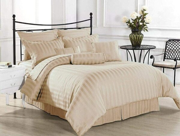 striped 1 Striped Pure Cotton Double Bedsheet with 2 Pillow Covers – Classic Hotel Style