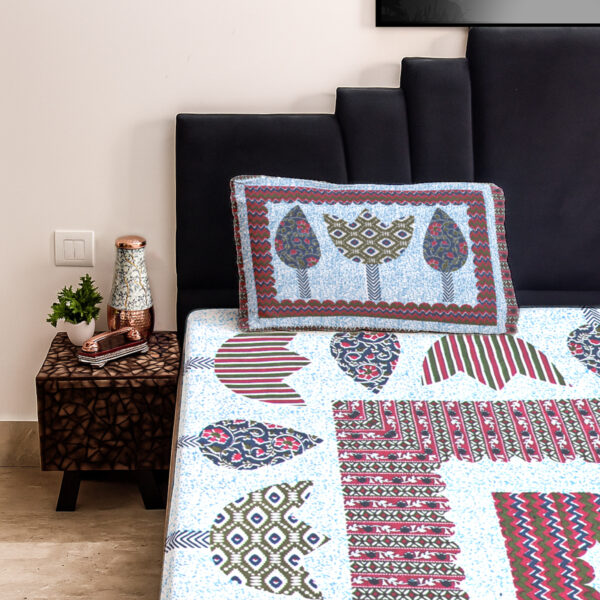 Gangaur Rangoora Jaipur Cotton Double Bedsheet King Size with 2 Pillow Covers – 100% Pure Cotton, Hand Block Print (95x108 Inch)