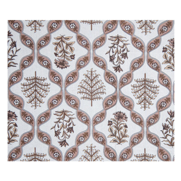 b3 (5) Gangaur Brown Beige Jaipuri Print Pure Cotton Double Bedsheet with 2 Pillow Covers