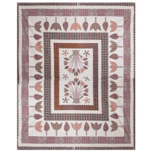 b4 (3) Gangaur Brown Beige Jaipuri Print Pure Cotton Bedsheet with 2 Pillow Covers