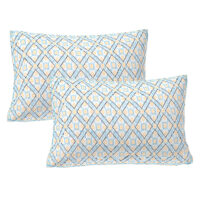 05-03 ST Cubical Blue Geometric Print 100% Pure Cotton Bedsheet with 2 Pillow Covers