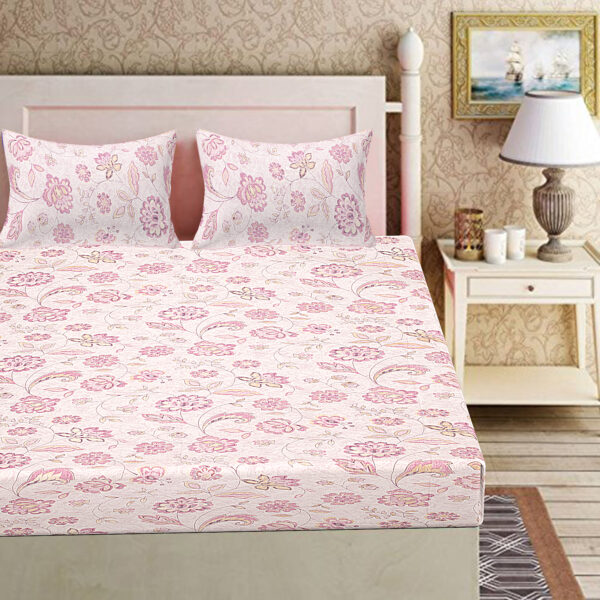 07-01 ST Jamuni Floral Print 100% Pure Cotton Bedsheet with 2 Pillow Covers