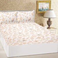 08-02 ST Coco Brown Floral Print 100% Pure Cotton Bedsheet with 2 Pillow Covers