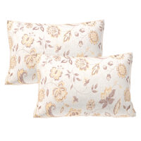 08-03 ST Coco Brown Floral Print 100% Pure Cotton Bedsheet with 2 Pillow Covers