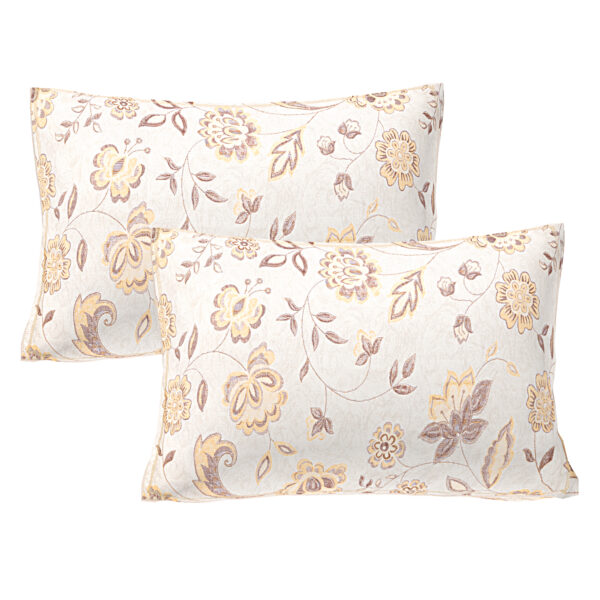 08-03 ST Coco Brown Floral Print 100% Pure Cotton Bedsheet with 2 Pillow Covers