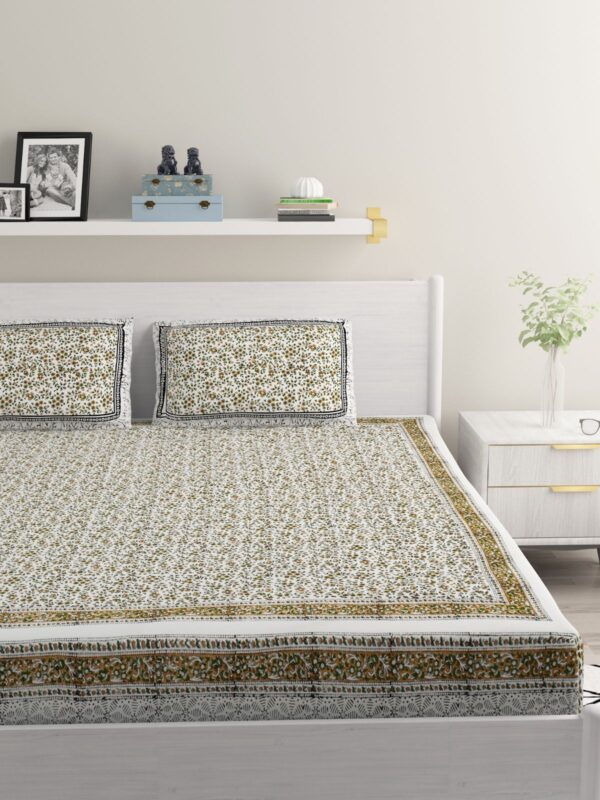 GkK_rxQGakJPIHuEOuXW4HVZ.jpg Mehendi Vine Handwoven Khadi Cotton Bedsheet Set – 90x100 Inch with 2 Pillow Covers