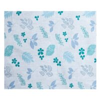 m2_43v1FZgoft4lETUjA0PFa.jpg Close-up view of the botanical print fabric, showcasing detailed leaf and floral patterns in blue and green on a white background.