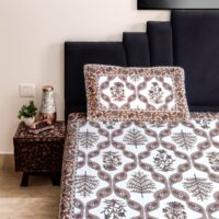 oNuUfMILLDvlQVIkGK7pNEAm.jpg Gangaur White Orchid Jaipur Cotton Double Bedsheet King Size with 2 Pillow Covers โ 100% Pure Cotton, Hand Block Print (95x108 Inch)
